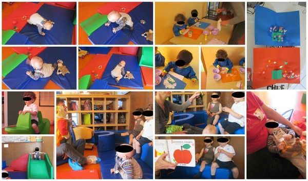 Collage, jeu libre, comptines et lectures